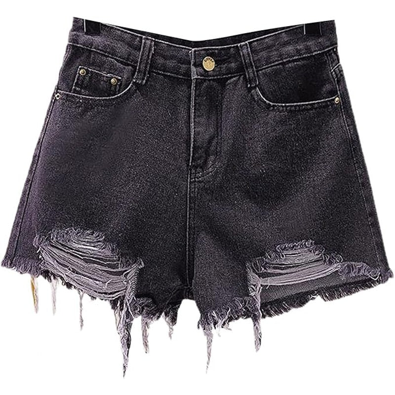 NWT ~ Dark Gray Denim Jean Frayed Raw Edge CutOff Shorts ~ Women's Size SMALL