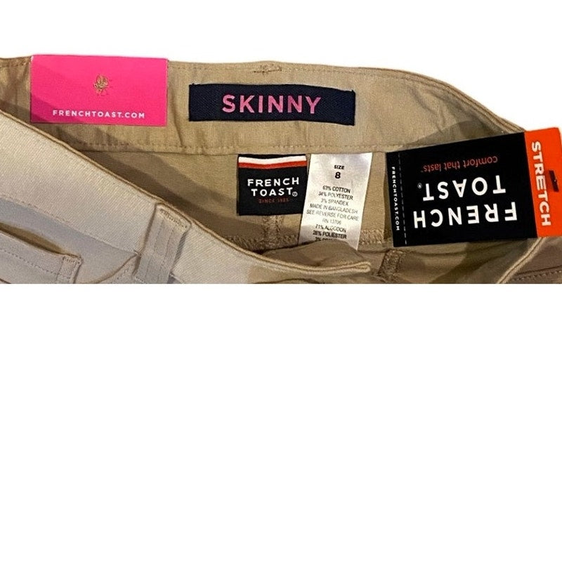 NWT ~ FRENCH TOAST Skinny Tan Knit Adjustable Waist Stretch Pants ~ Girls 8