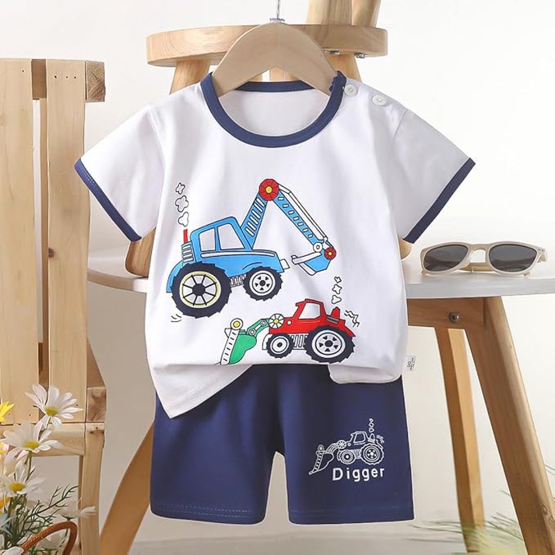 BRAND NEW ~ "Digger" Tractor Trucks 2pc Shorts & Top Outfit ~ Toddler Size 3T/4T