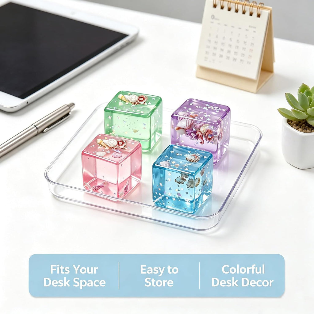 BRAND NEW ~ 4 Ice Cube Squishy Slow Rising Sensory Fidget Toy Stress Ball Cubes