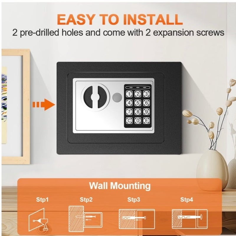BRAND NEW ~ Black Electronic Digital Security Safe Lock Box .25 Cubic Feet