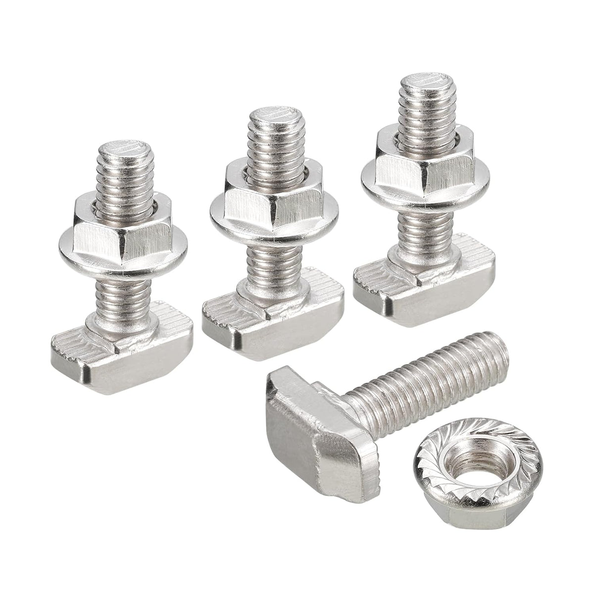 NWT ~ Set/30 M6x20mm T Slot Drop-in Bolt and M6 Hexagon Flange Nut Sets