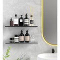 NWT ~ Set/2 Smokey Gray Black Glass Floating Shelves Modern Farmhouse Bathroom