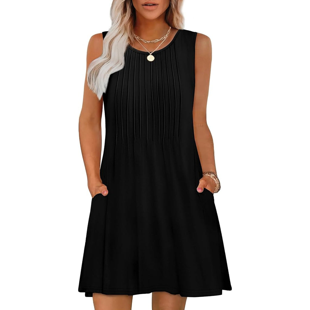 NWT ~ Black Short Sleeveless Summer Casual Pockets Dress ~ Women's Size MEDIUM