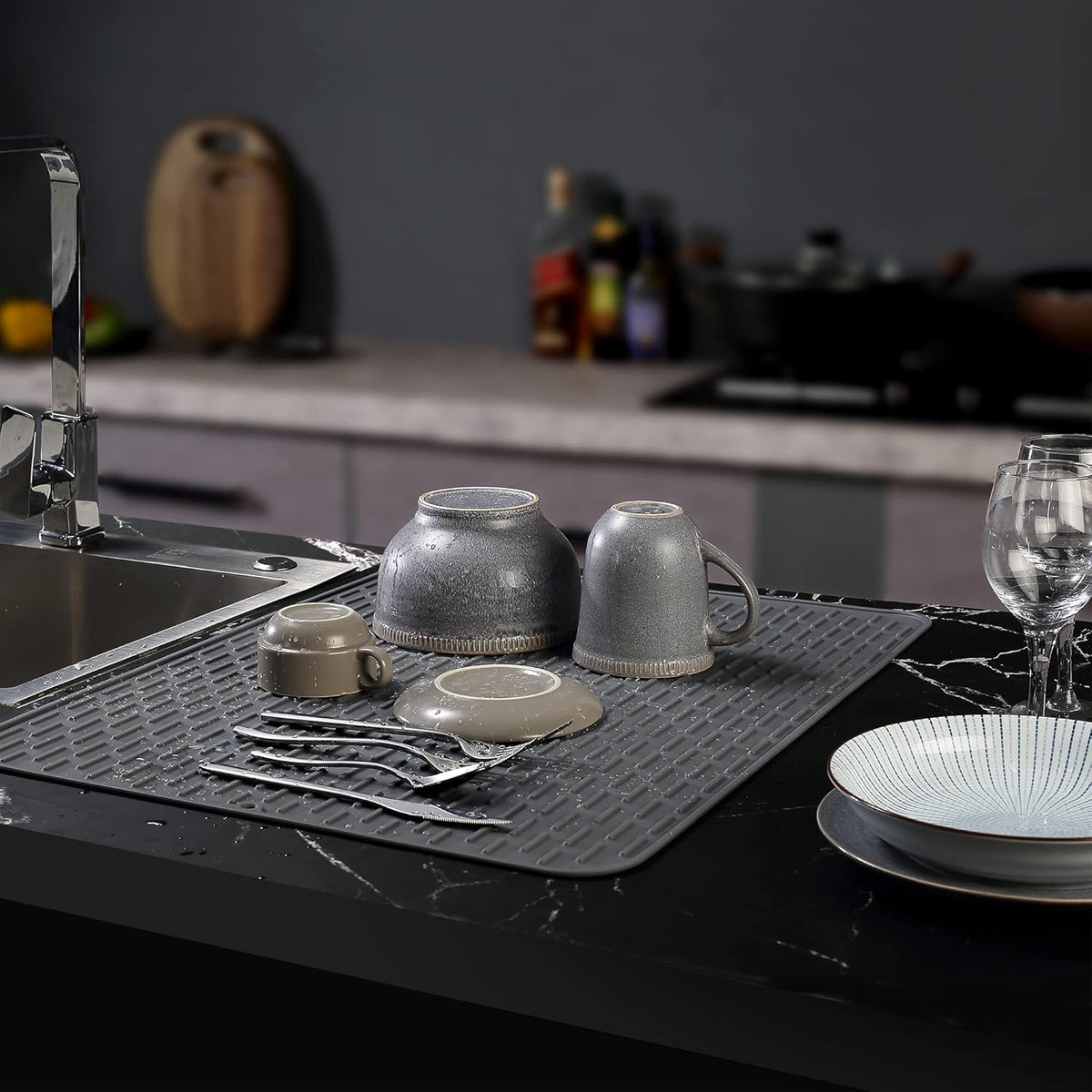BRAND NEW ~ Set/ 2 Silicone Flexible Dish Drying Sink Mat  Extra Large 24" x 18"