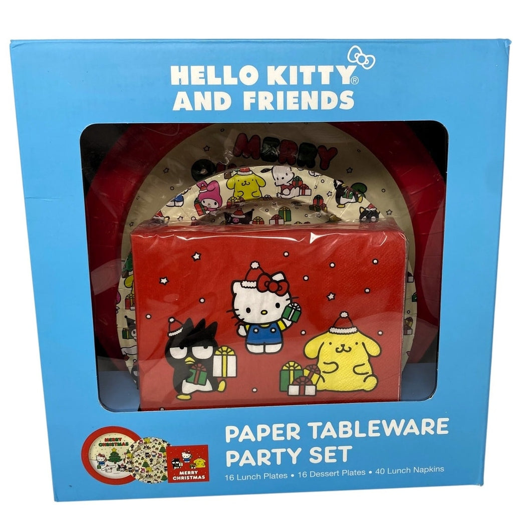 NWT ~ 72 Piece Hello Kitty & Friends Holiday Christmas Paper Plates & Napkins