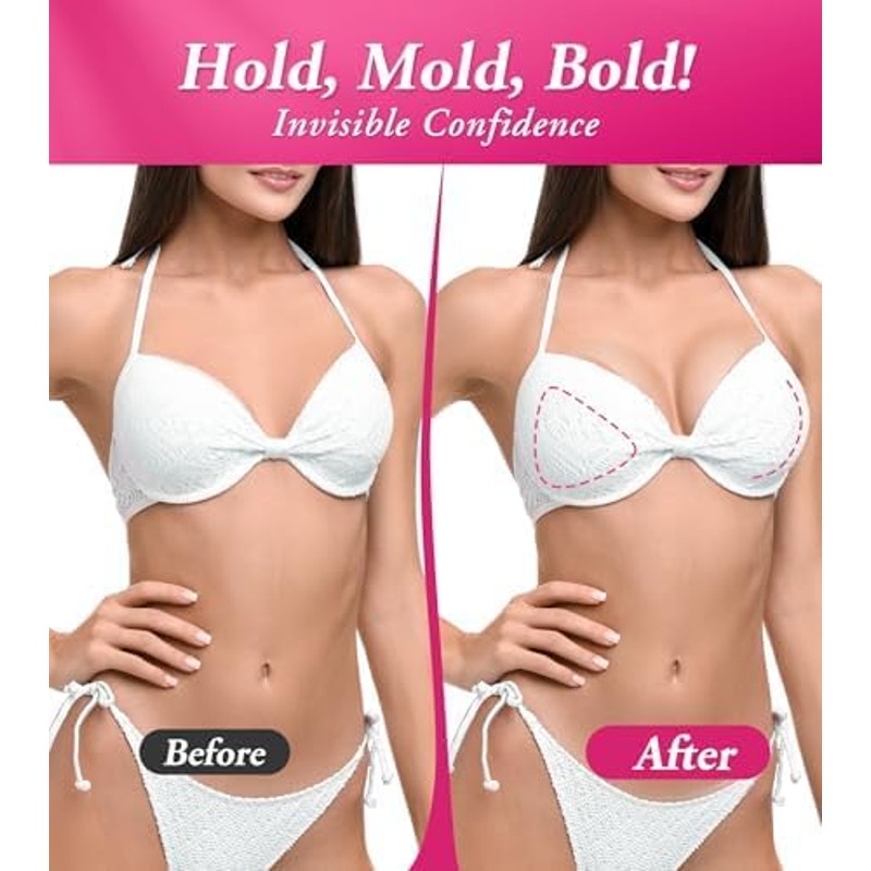 NWT ~ Push Up Double Sided Sticky Bra Inserts with Nipple Covers ~ 4.5" ~ MEDIUM