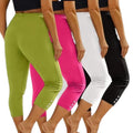 NWT ~ Set/4 Summer Bright Capri Pants Pink Lime White Black ~ Women's MEDIUM