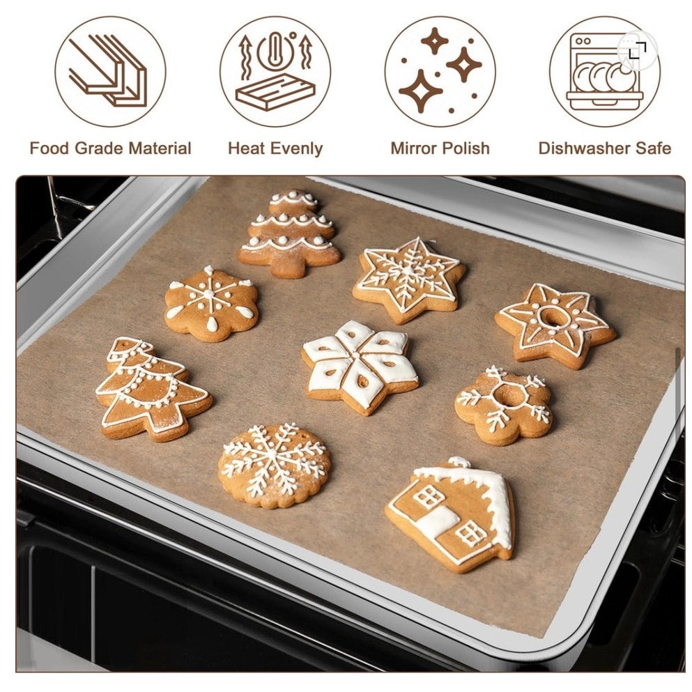BRAND NEW ~ Set/4 Stainless Steel Baking Sheet Pans & Cooling Racks ~ 16" & 12"