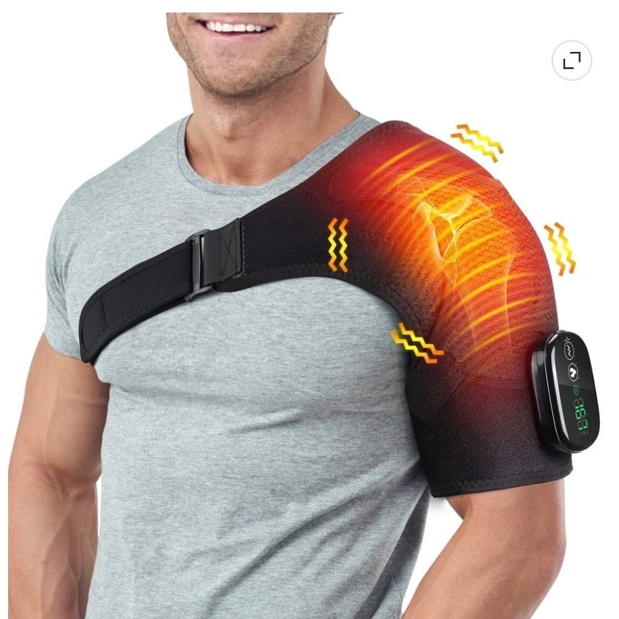 BRAND NEW ~ Heated Massager Shoulder Brace Wrap ~ 3 Heat & Vibration Settings