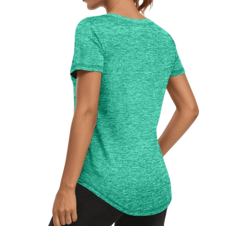 NWT ~ Green Workout Shirt V-Neck Quick Dry Athletic Loose Gym Running Top LARGE