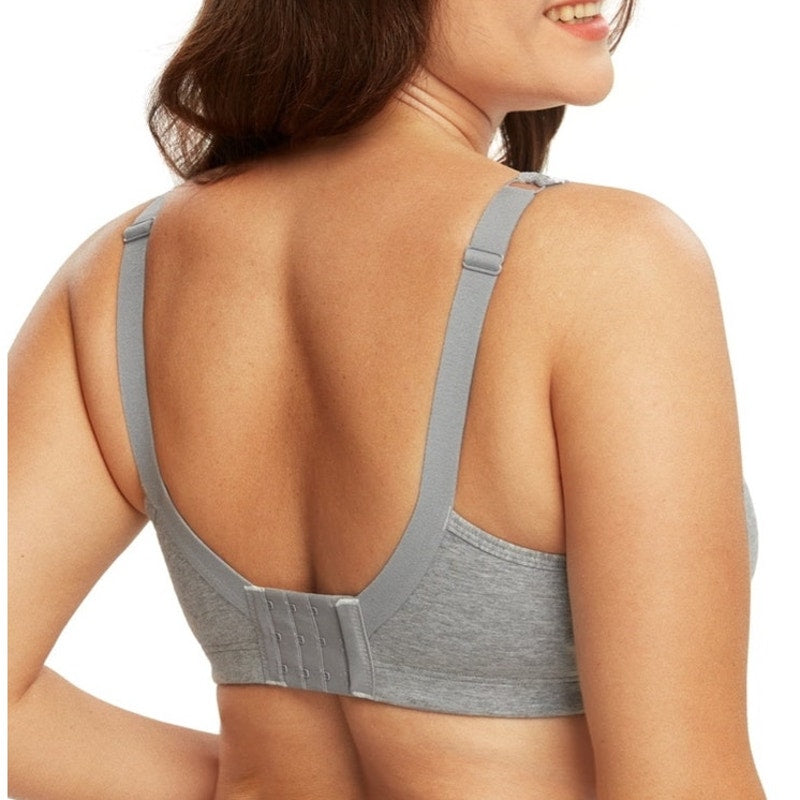 NWT ~ Women's Soft Gray Comfort Cotton Seamless Wirefree Plus Size Bra ~ 44DD