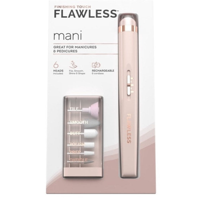BRAND NEW ~ Pink Finishing Touch Rechargeable Mani Pedi Device & 6 Attachments