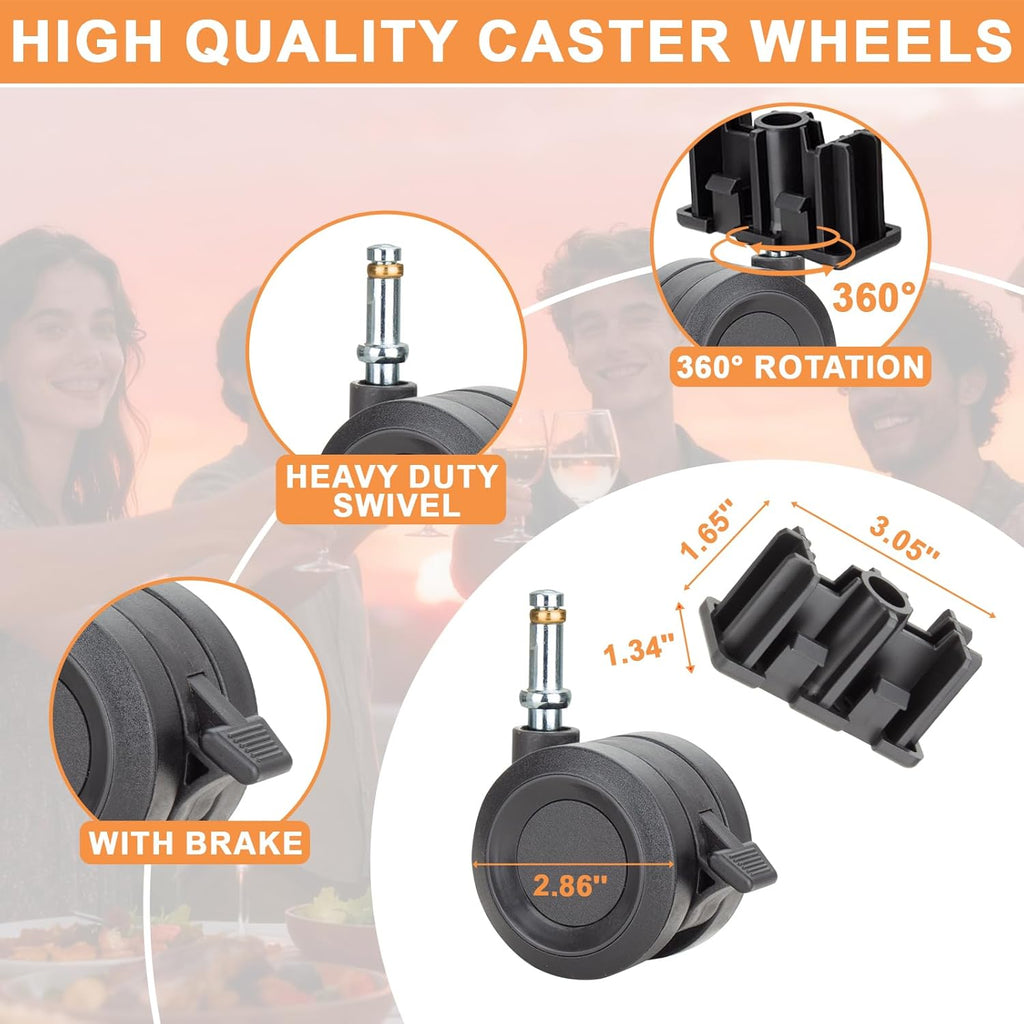 BRAND NEW ~ 2 Sets Grill Wheels & Caster Inserts 67066 Weber Replacement Parts