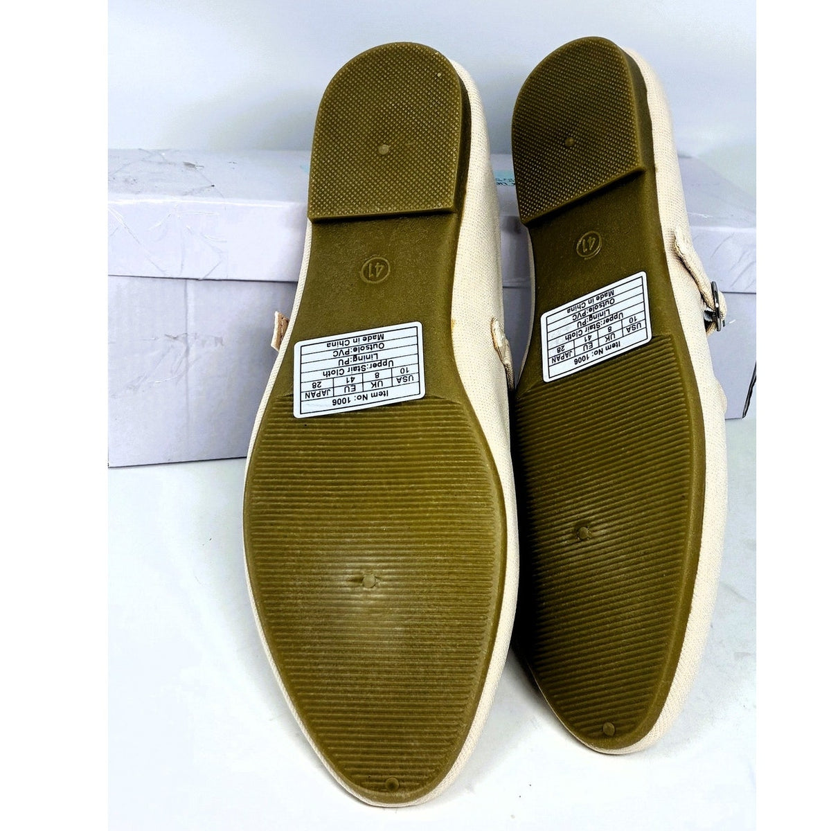 NWT ~ Women's Beige Mary Jane Round Toe Ballet Flats Dressy Fabric Shoes Size 10