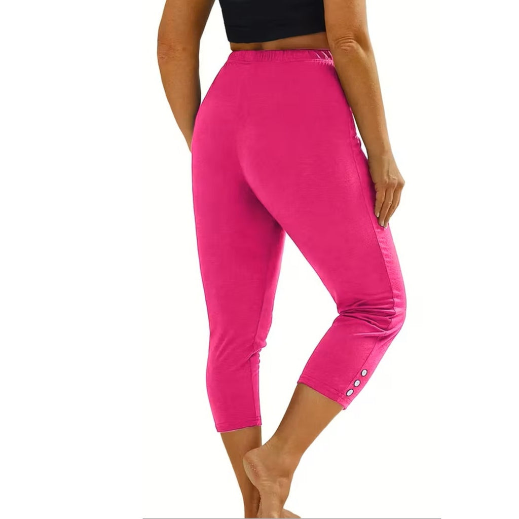 NWT ~ Set/4 Summer Bright Capri Pants Pink Lime White Black ~ Women's MEDIUM