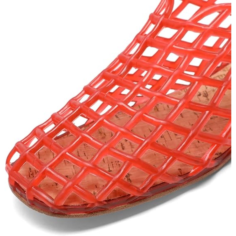 BRAND NEW ~ Red Jelly Mesh Flats Sandals Summer Beach Sandals ~ Women's 9 1/2