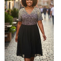 NWT ~ Black Chiffon Dress Casual Short Sleeve Irregular Hem ~ Plus Size 3X