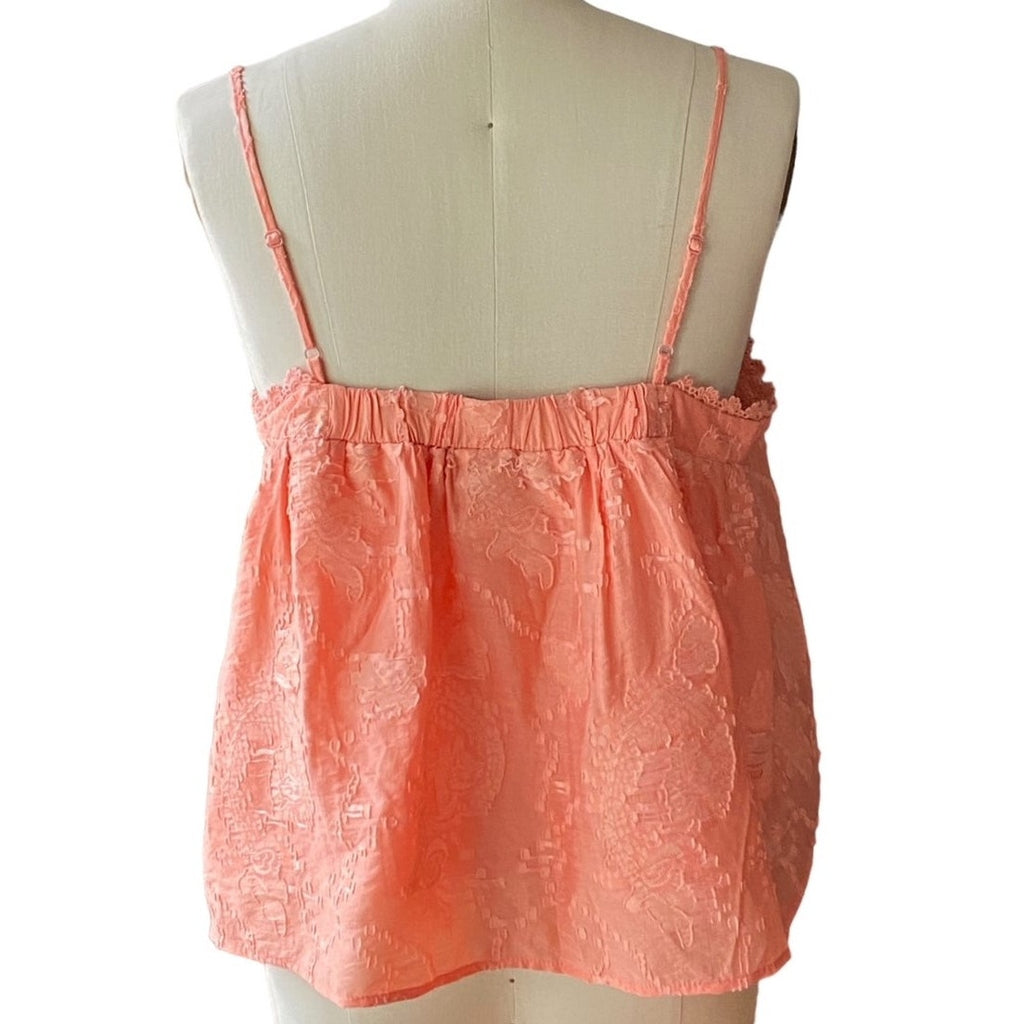 NWT ~ OPHELIA ROE Peach Orange Smocked Babydoll Boho Halter Top ~ Women's XL