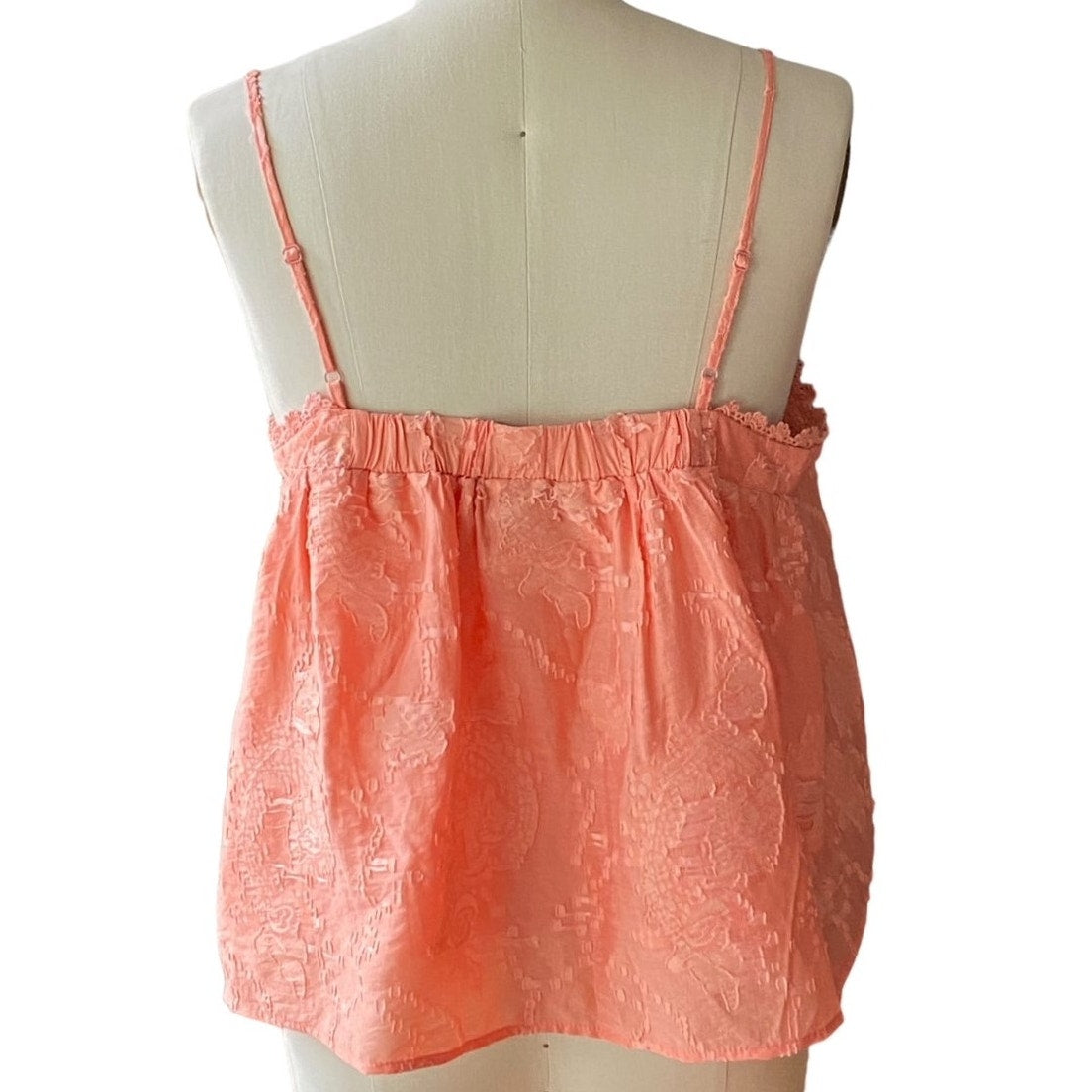 NWT ~ OPHELIA ROE Peach Orange Smocked Babydoll Boho Halter Top ~ Women's XL