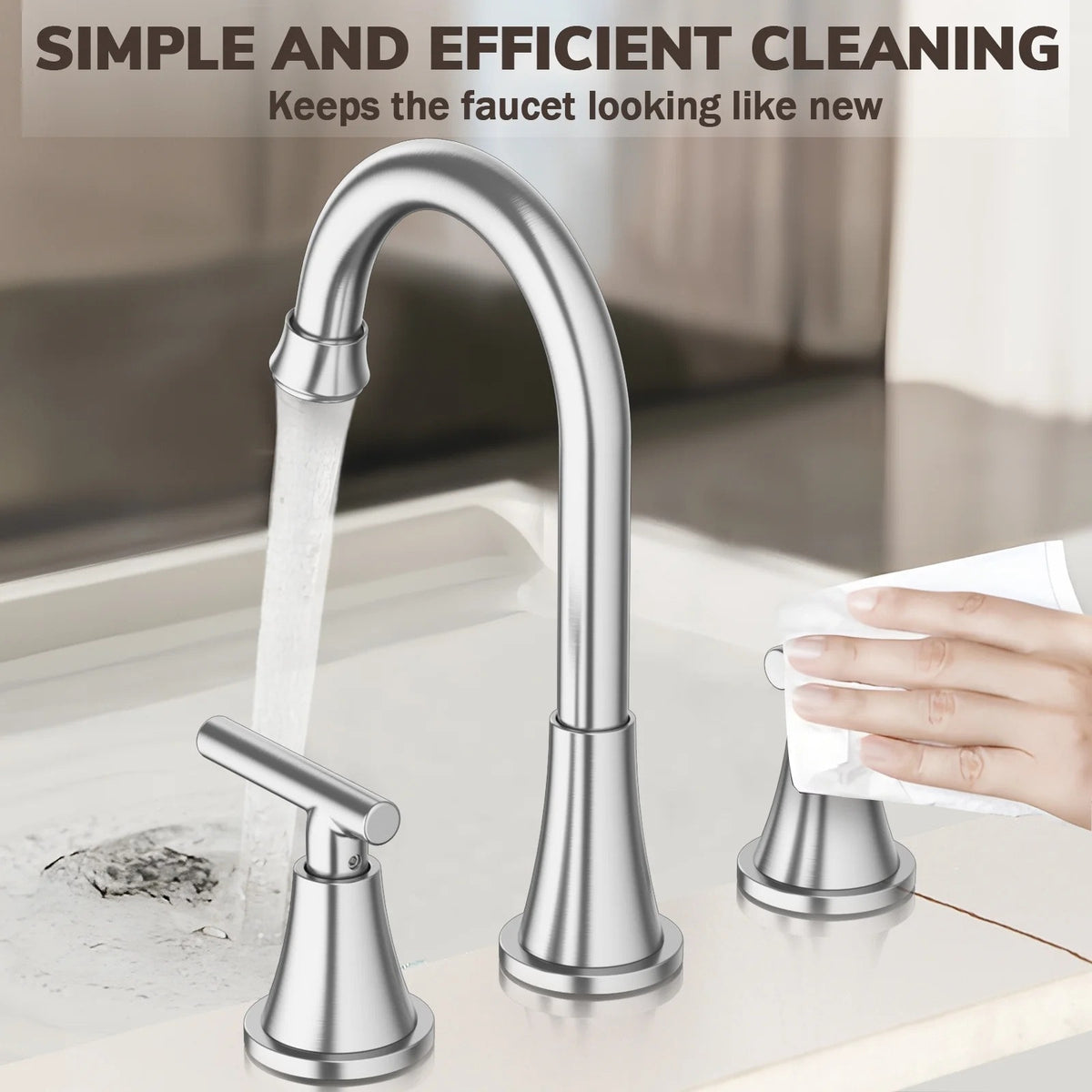 BRAND NEW ~ Brushed Nickel Bathroom Sink 3 Hole Faucet Pop Up Drain Supply Lines