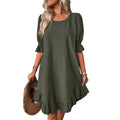 NWT ~ Women's Ruffled Hem Half Sleeve Loose Smocked Midi Dress ~ Plus Size 2XL