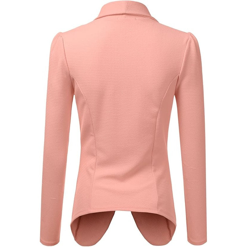 NWT ~ Coral Pink Spring Draped Open Flowing Cardigan L/S Business Jacket ~ SMALL