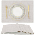 NWT ~ Set/6 Natural Linen Modern Farmhouse Dining Table Placemats ~ 13" x 19"
