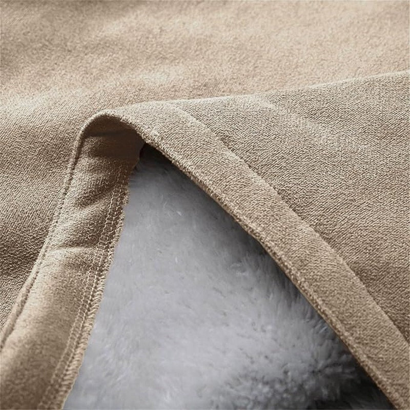 NWOT ~ Women's Khaki Tan Faux Suede Sherpa Lined Coat & Hood ~ Size LARGE