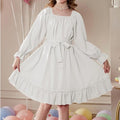 NWT ~ Bohemian White Stretchy Neckline Long Sleeve Boho Prairie Dress ~ Size 4