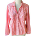 NWT ~ RAG Coral Orange & Pink Stripe Fitted Long Sleeve Blouse ~ Women's Size XL
