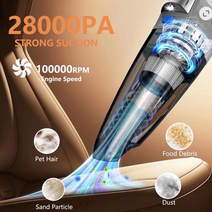 BRAND NEW Portable Rechargeable Handheld Cordless 28000PA Strong Suction Vacuum