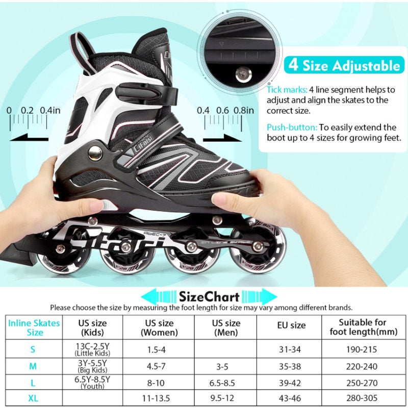 BRAND NEW ~ Adjustable Inline Skates with Illuminating Wheels ~ Boys Girls 12C-2
