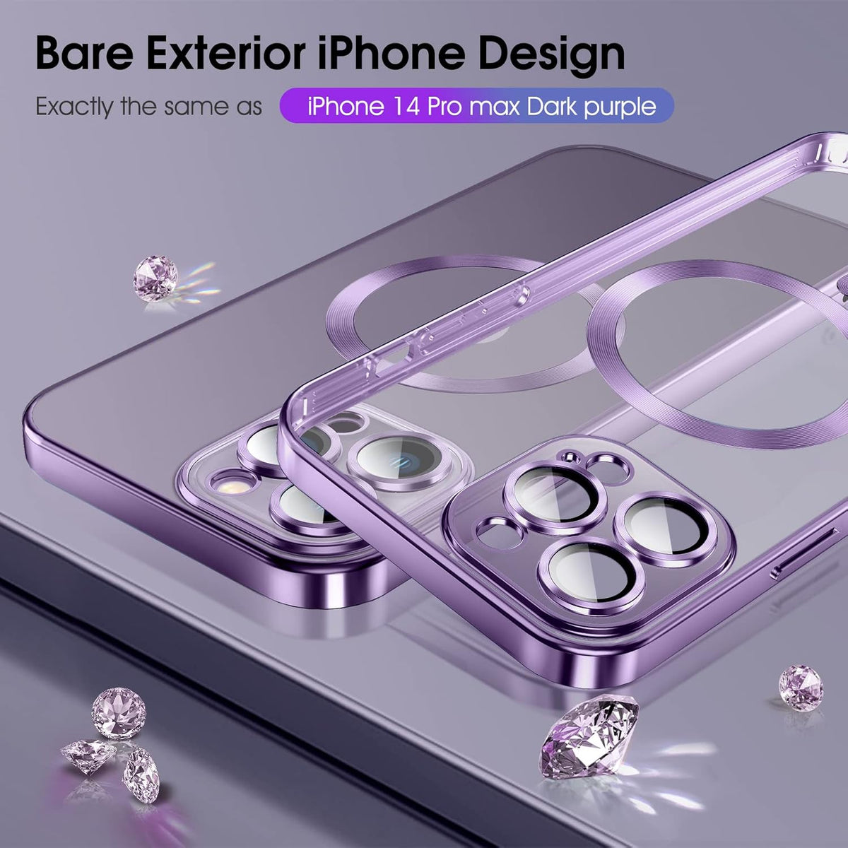 NWT ~ Clear Purple Magnetic iPhone 14 Pro Max Silicone Cover Slim Thin Case