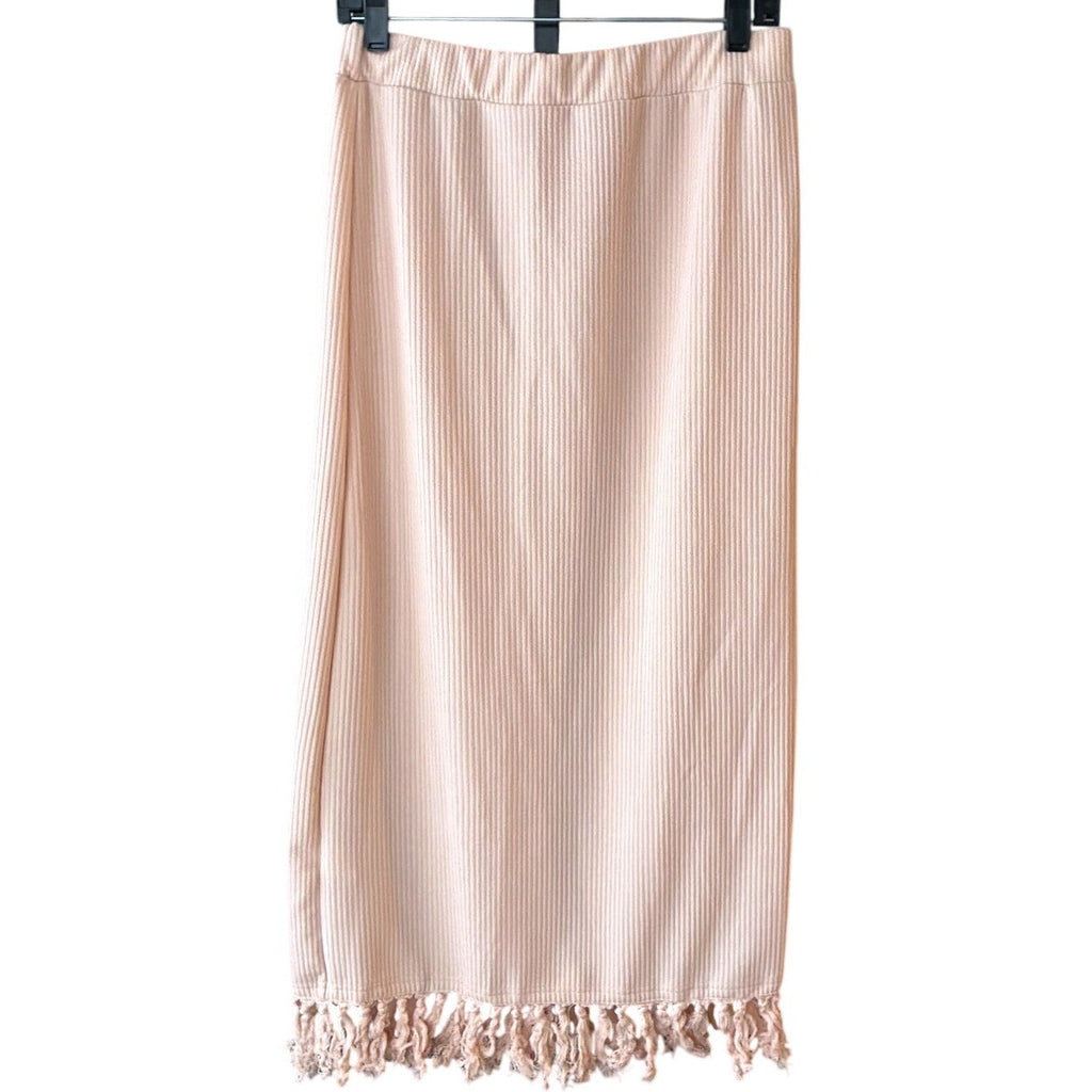 NWT ~ Pink Ribbed 2pc Boho Skirt & Cropped Cami Bohemian Summer Set ~ Women's L