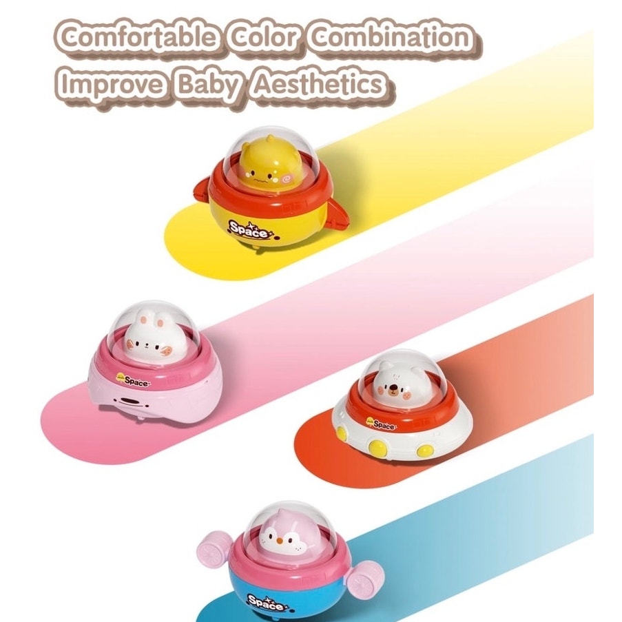 BRAND NEW ~ Set/4 Baby & Toddler Colorful UFO Battery Free Press Vehicle Toys
