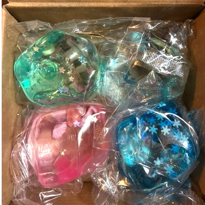 BRAND NEW ~ 4 Ice Cube Squishy Slow Rising Sensory Fidget Toy Stress Ball Cubes