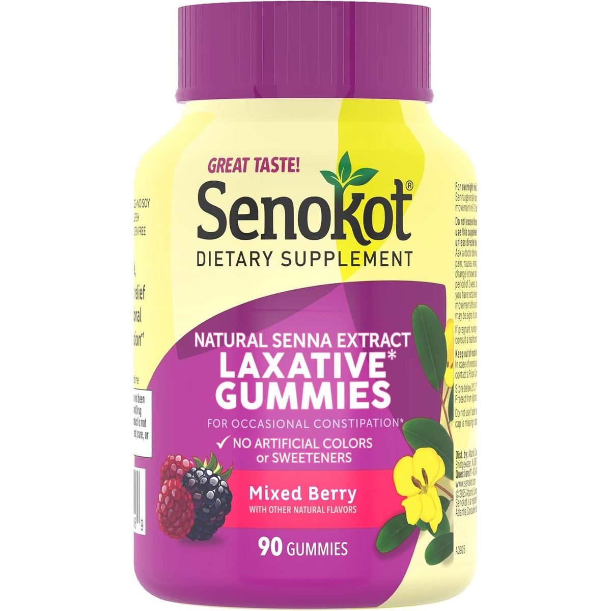 BRAND NEW ~ 90 Count Senokot Mixed Berry Dietary Supplement Laxative Gummies