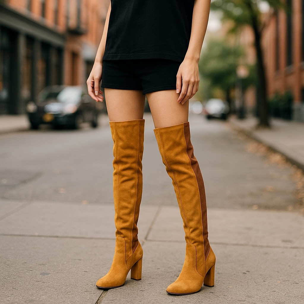 NWT ~ Rust Brown Suede Over-The-Knee Boots NWT Size 35 ( 5 ) Stretchy Back