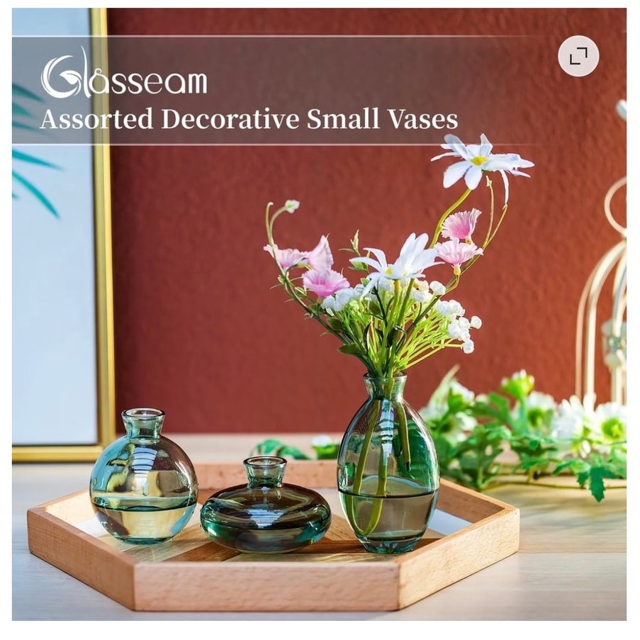 BRAND NEW ~ Set/12 Assorted Green Glass Bud Vases ~ For Flowers & Centerpieces