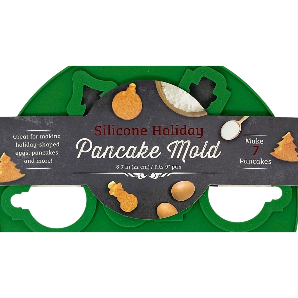 NWT ~ Green Silicone Christmas Pancake Mold ~ 7 Shapes ~ Festive Holiday Winter