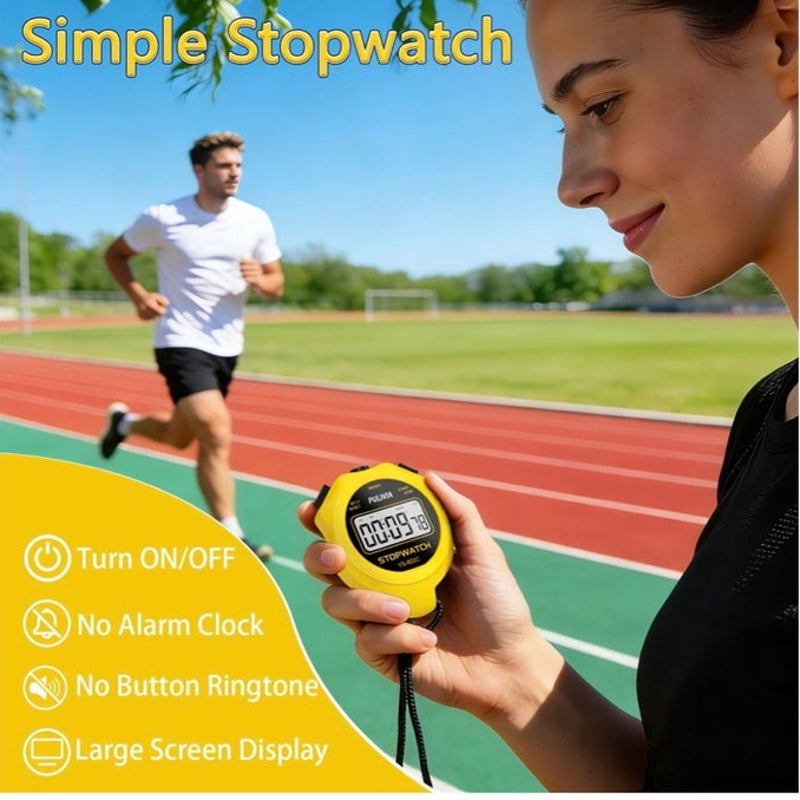 BRAND NEW ~ Yellow Large Display Silent Digital Stopwatch Timer Battery Included