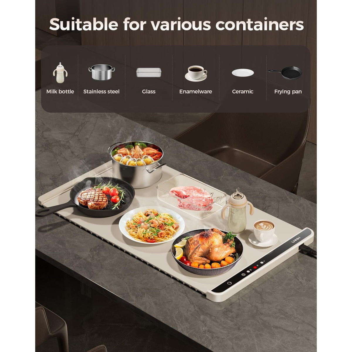 NWT ~ Portable Kitchen Electric Food Warming Mat Tray ~ Buffet Party Daily Use