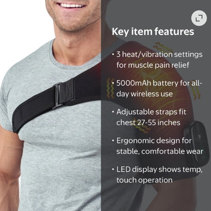 BRAND NEW ~ Heated Massager Shoulder Brace Wrap ~ 3 Heat & Vibration Settings