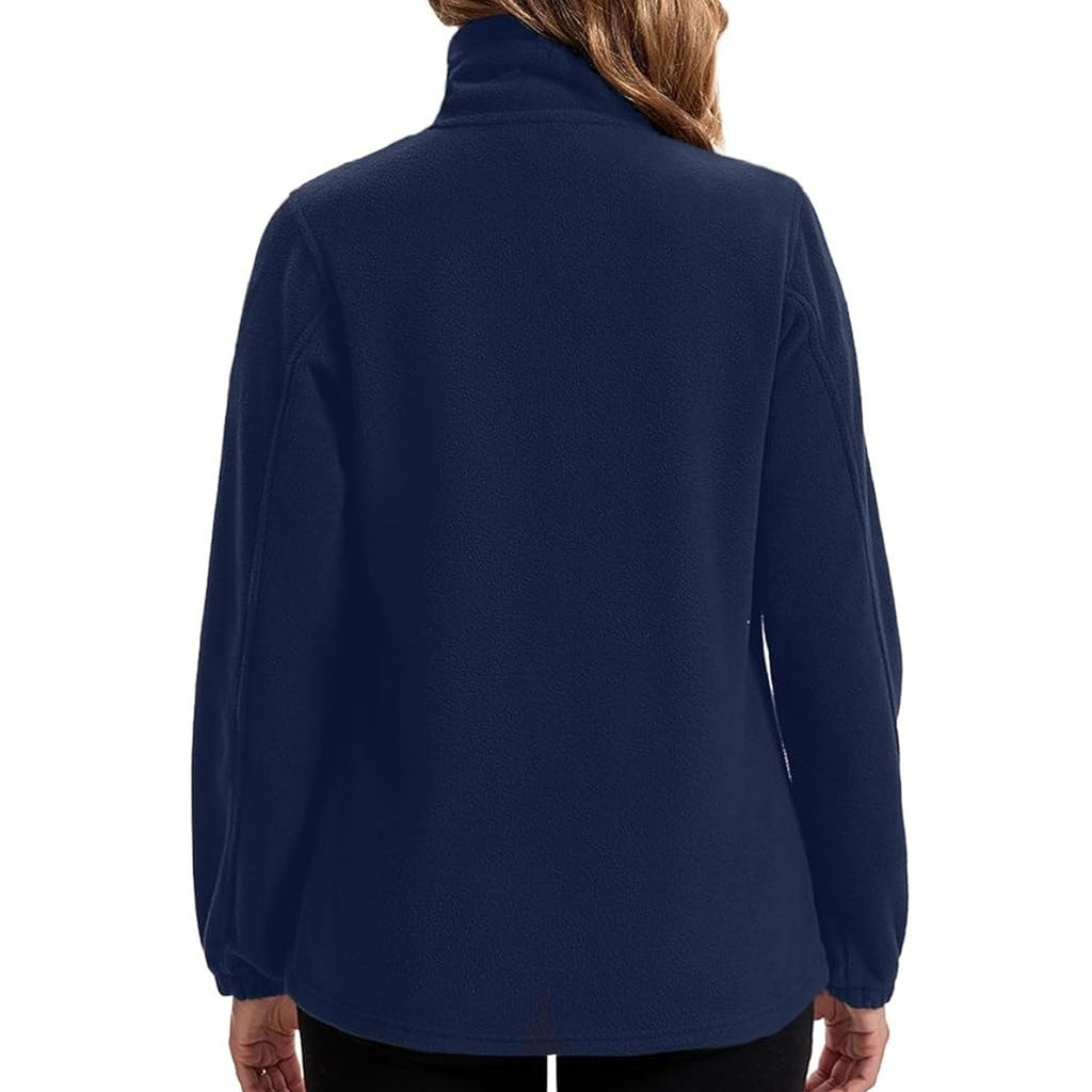 NWT ~ Women's Navy Blue Full Zipper & Zip Pockets Fleece Jacket Top ~ MEDIUM