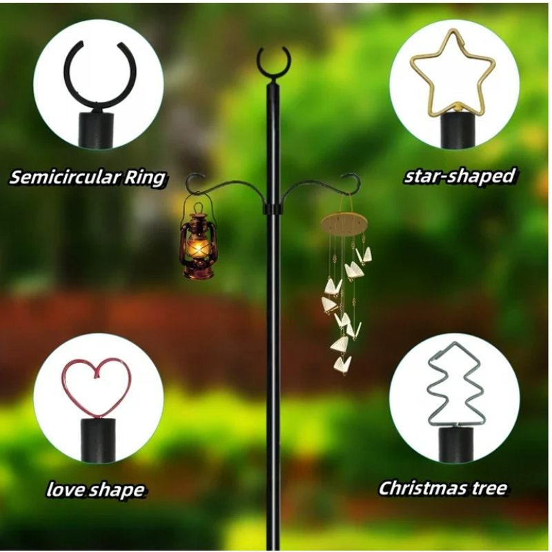 BRAND NEW ~ Set/2 ~ 11ft Outdoor Metal String Light Poles Patio Lighting & Hooks