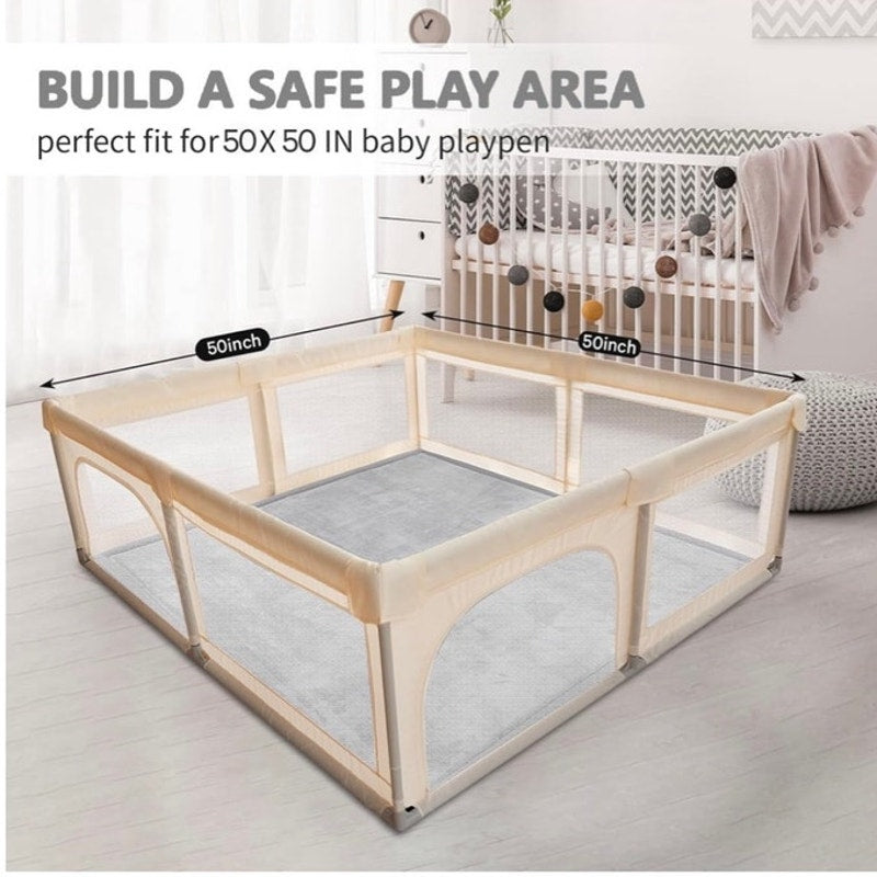 BRAND NEW ~ Light Gray Non Slip Play Mat Area Rug 1.3" Thick Foam ~ 50" x 50"