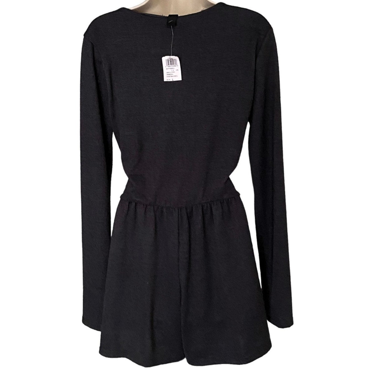 NWT ~ WINDSOR Charcoal Gray Knit Wrap Front Romper Short Jumpsuit ~ Womens LARGE