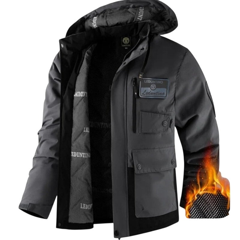 NWT ~ Men's Leduntino Black & Gray Heavy Winter Jacket ~ Size LARGE