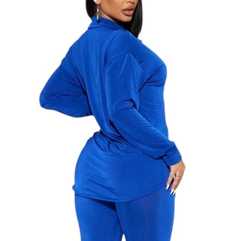 NWT ~ FASHION NOVA Royal Blue Don't Stop Slinky Button Front Top ~ Women's MED.